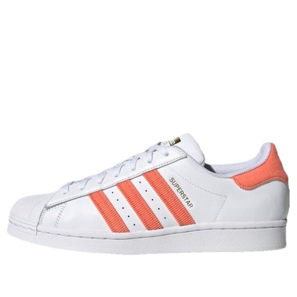 Adidas Superstar Mens White Orange Corduroy Shell‎ Toe Sneakers FX5534